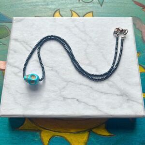 Blue Candy Skull Seed Beaded Choker Necklace